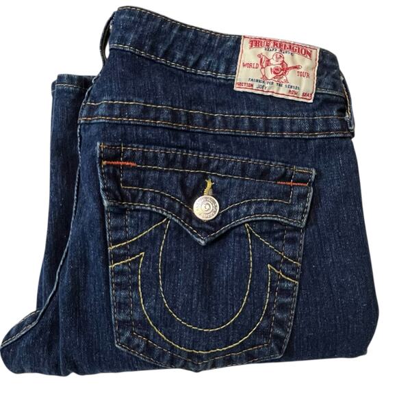 True Religion Joey Bootcut Jeans Women 32 Made in USA Flap Pocket Low Rise 32x33 - Picture 12 of 13